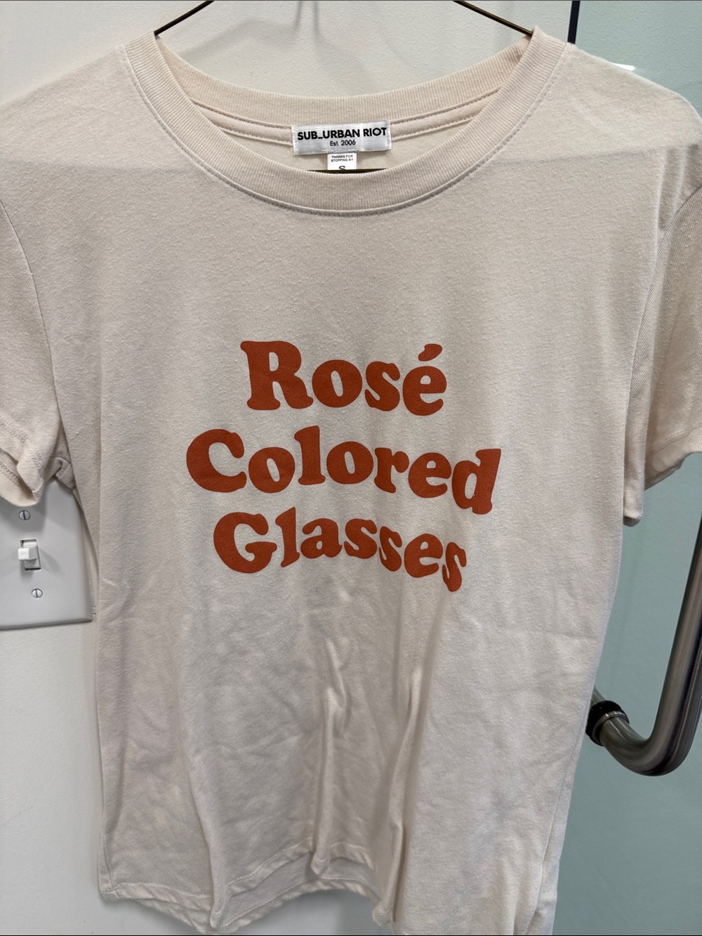 Sub_Urban Riot Cream Tee with Rust 'Rosé Colored Glasses' Print